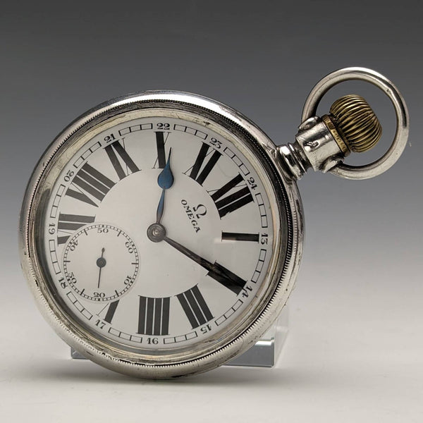 Around 1920 Antique Omega pocket watch Silver side Railroad watch Works well